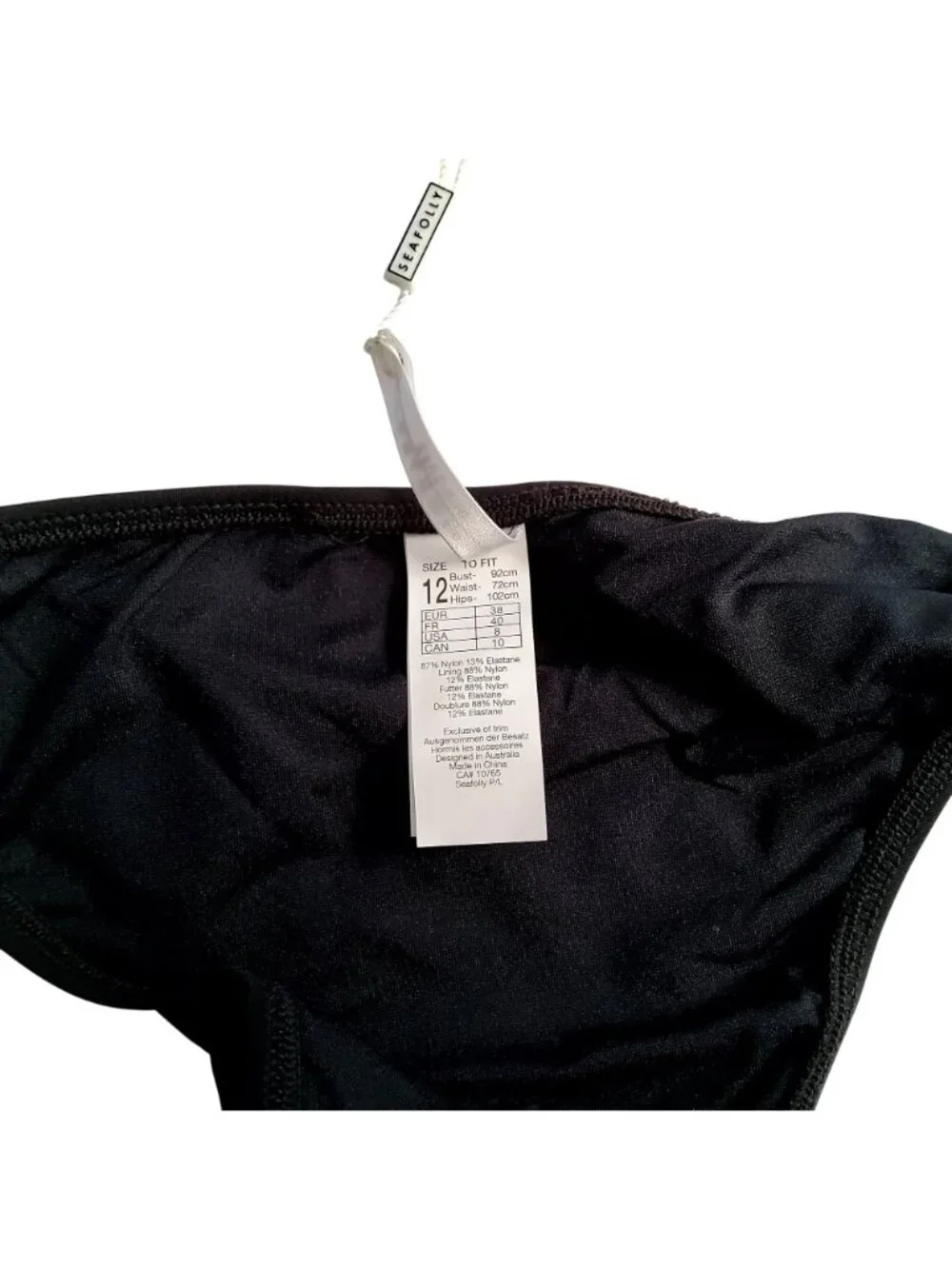 Seafolly Womens Black Bikini  Side strap detailing Size 12 Nylon & Elastane - Picture 5 of 7